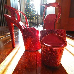 Hot pink sexy sequined Pleaser heels